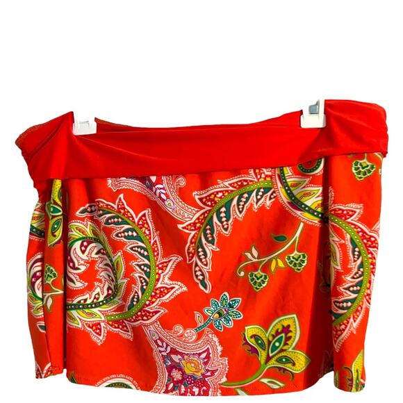 NWT Athena skirted swim orange Paisley tropical bathing suit bottom 12 - Picture 1 of 6
